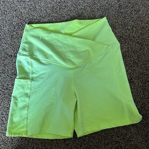 Evolution and Creation Neon Lime High-Waist Bike Shorts